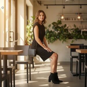 Free People Women’s Black Stretch Jersey Sleeveless Belted Dress Small